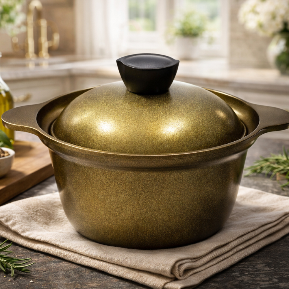 숯 위생 솥밥 양수냄비 20cm 골드