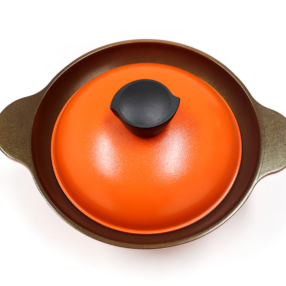 숯 위생 솥밥 양수냄비 20cm 오렌지