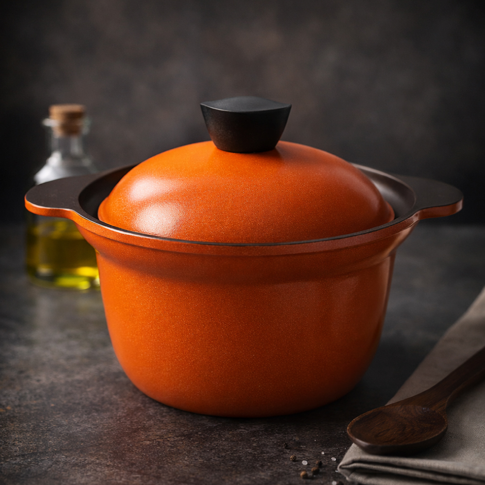 숯 위생 솥밥 양수냄비 20cm 오렌지