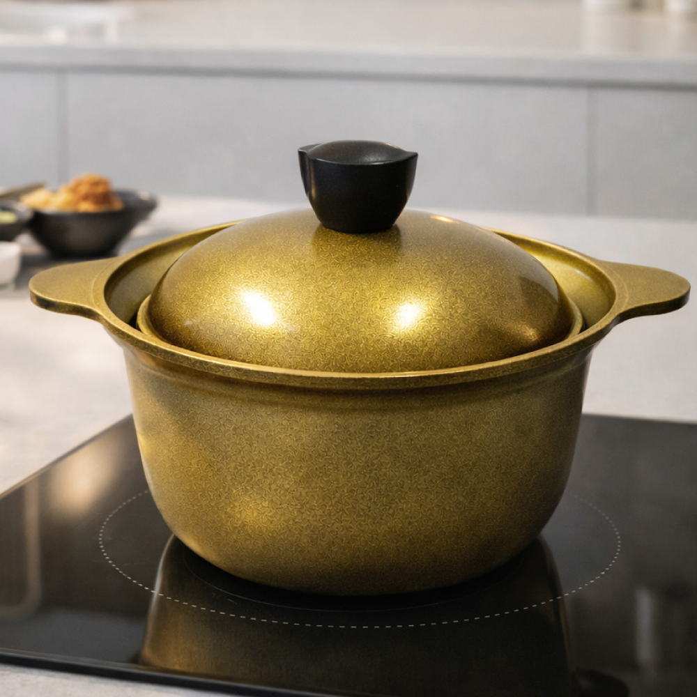 숯 위생 솥밥 양수냄비 18cm 골드
