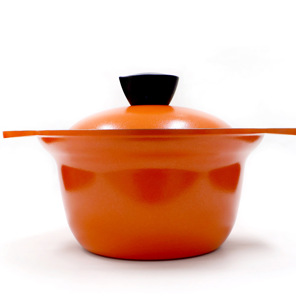 숯 위생 솥밥 양수냄비 18cm 오렌지