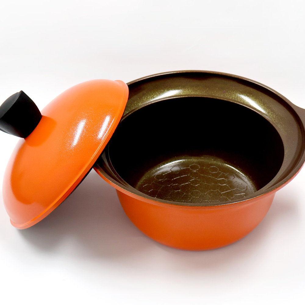 숯 위생 솥밥 양수냄비 18cm 오렌지